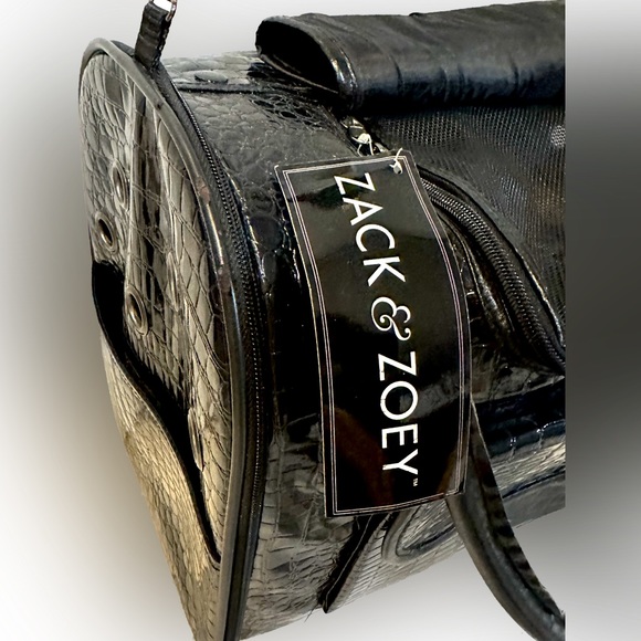 Zack & Zoey Pet Carrier Dog Cat black crocodile embossed puppy travel bag purse - Picture 10 of 10